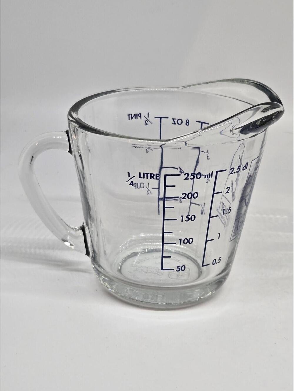 Vintage Anchor Hocking Blue ANCHOR Logo Glass Measuring 1 Cup